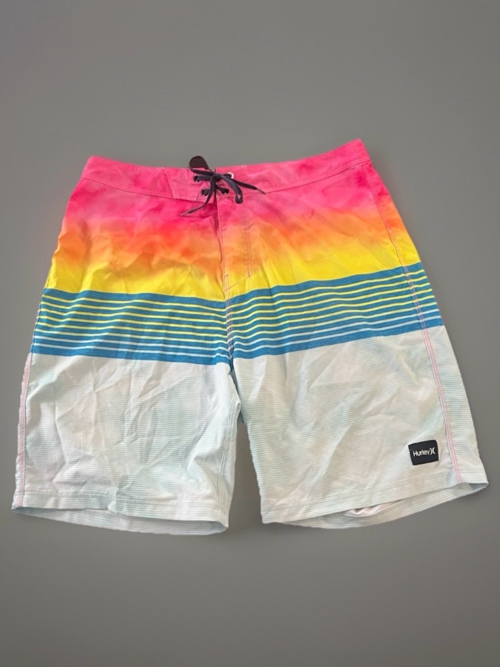 Hurley Neon Fade Stripe Board Shorts - Pink, Yellow, Blue